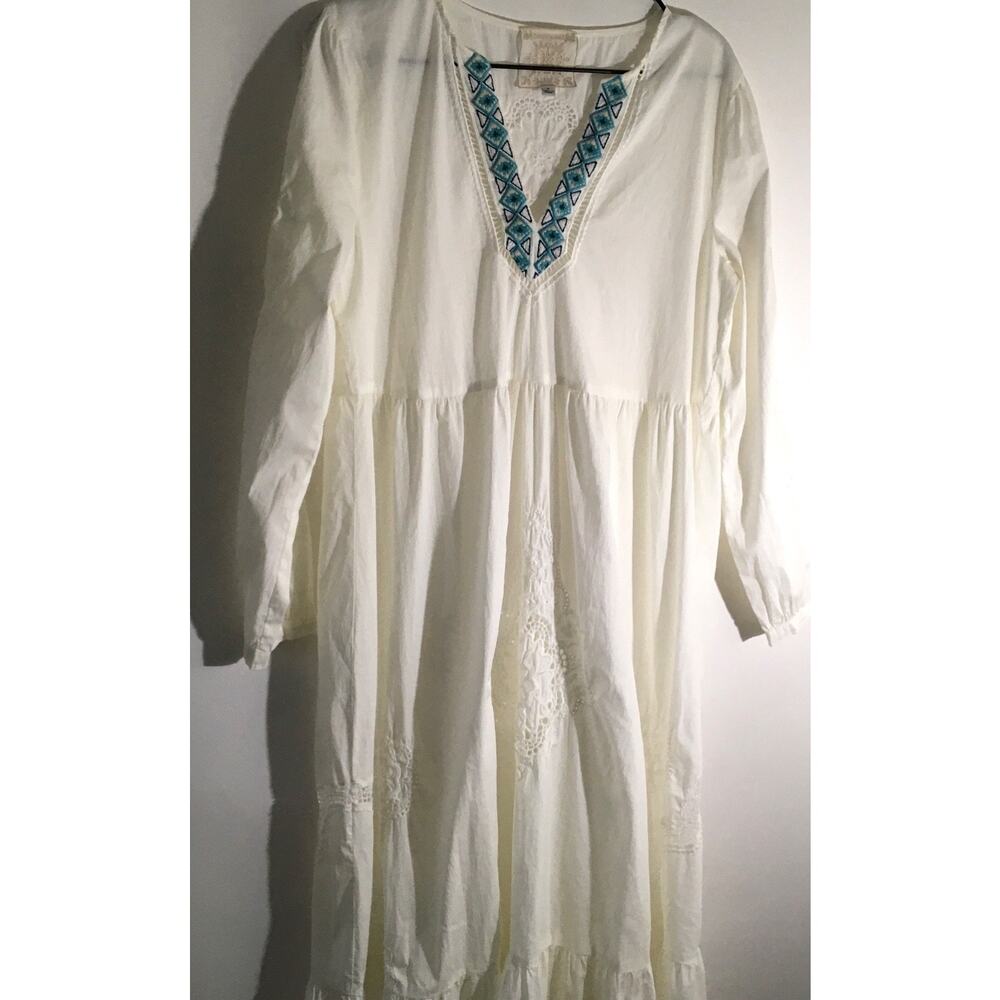Johnny Was Baraz Midi Women's Size Small White Embroidered Eyelet Detail Boho - Picture 3 of 9